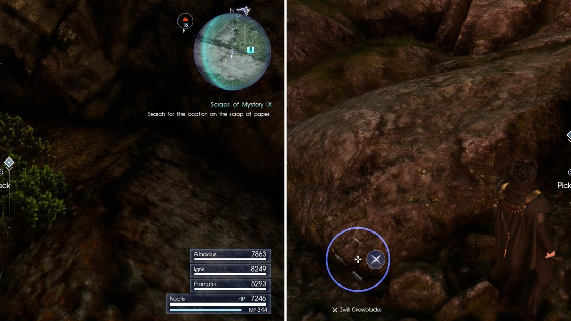 Search north of the Daurell Caverns dungeon to find Sylvester’s Map Piece I (left), while on some rocks north-west of the Coernix Station - Cauthess you’ll locate Sylvester’s Map Piece J (right).
