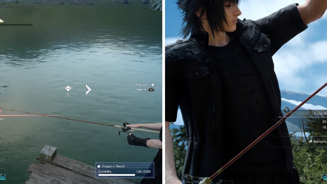 Tension is one of the most important aspects of fishing (left). With some Ascension abilities, you can get more items than normal from fishing (right).