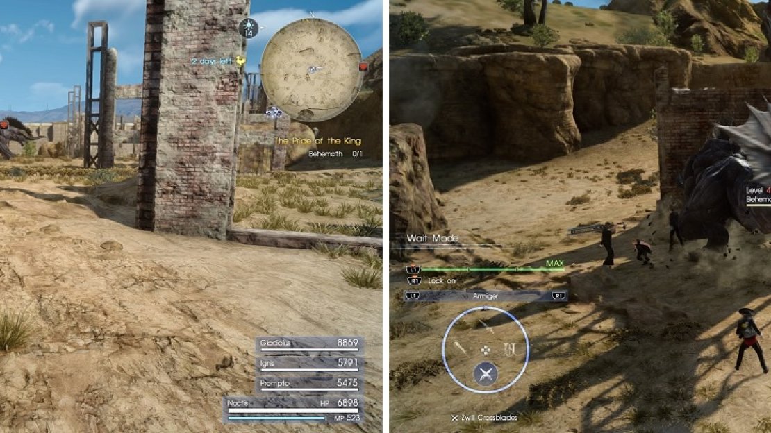 The Behemoth is just waiting for its prey (left). Watch out for its tail attacks (right).