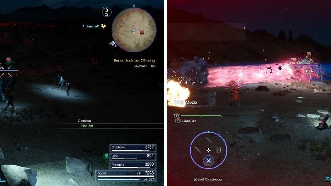 The Iseultalon has two dangerous attacks, a close range swirl with its claws (left) and a large laser (right).