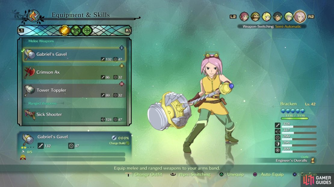 Bracken uses hammers and firearms for her weapons