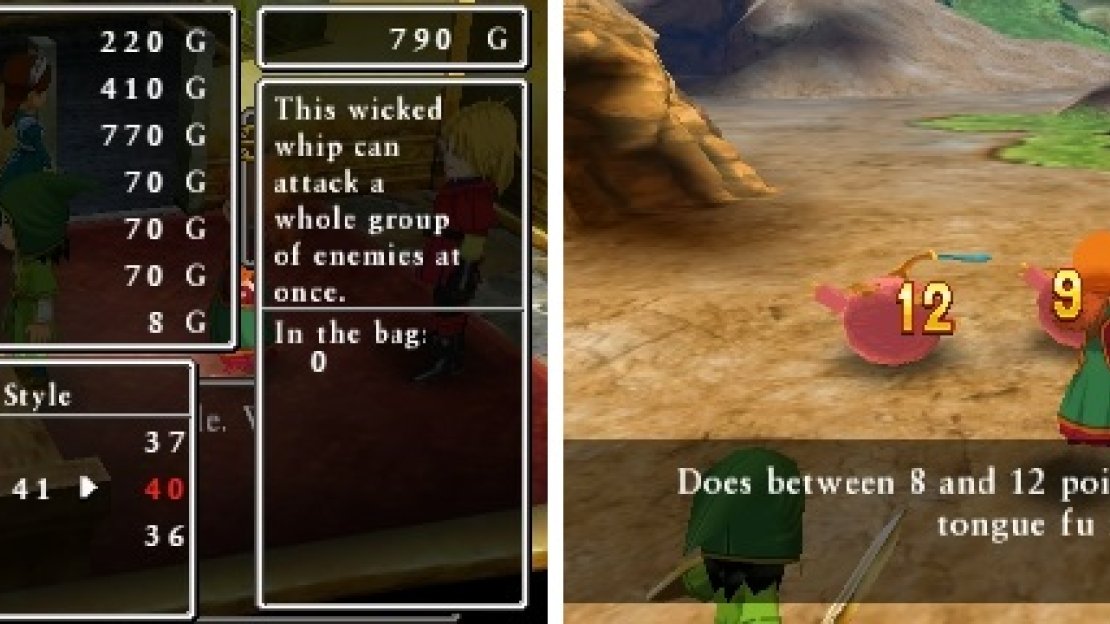 The Thorn Whip may be expensive (left), but it allows you to hit all enemies in a group (right).