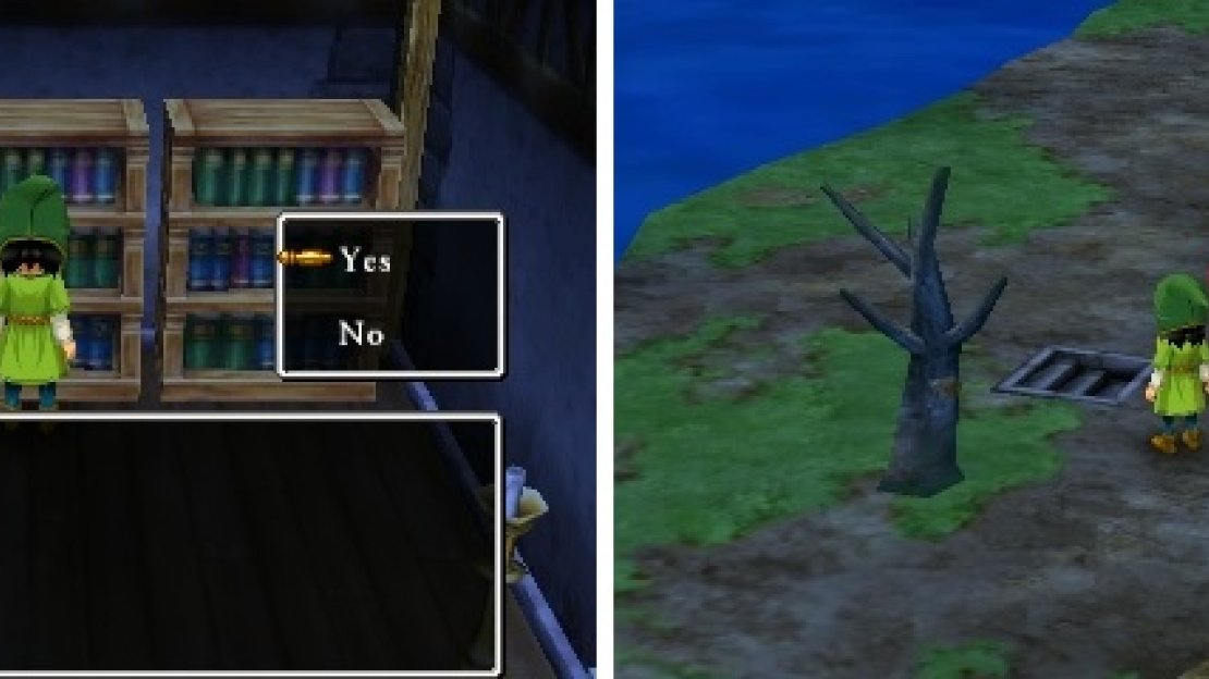 The note (left) talks about the entrance to the secret base, which is just north of the lone tree on the western side of the village (right).