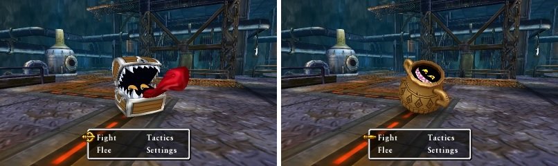 Mimics can be found in a lot of places, including the known treasure chests (left), as well as pots (right).