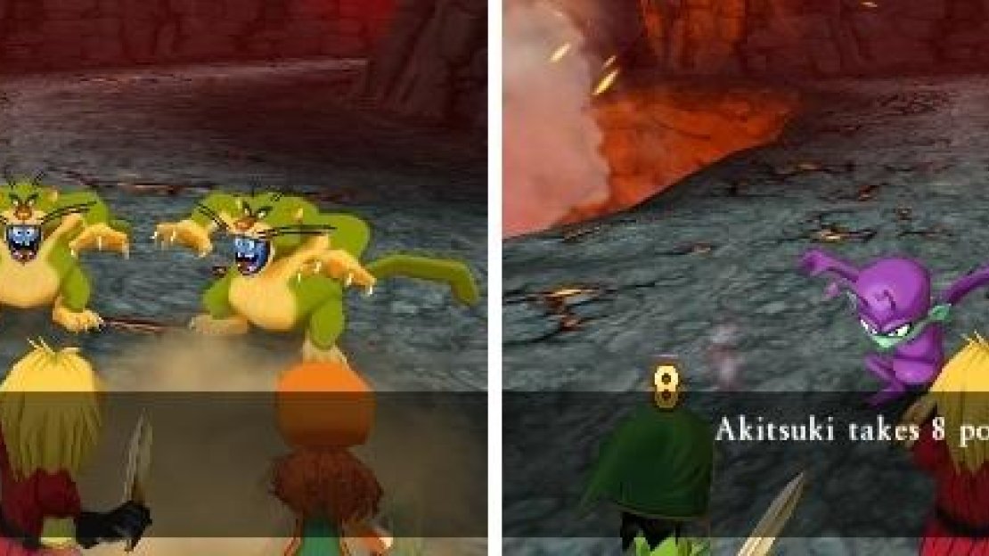 Shabby Cats can dazzle (blind) you with their sand skill (left). Little Devils are very strong enemies (right).