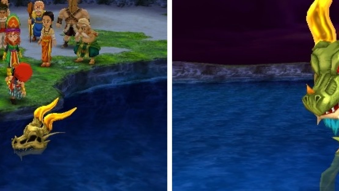 The skull with the golden horns (left) will reveal a surprise friend (right) that will allow you to get to the dungeon.