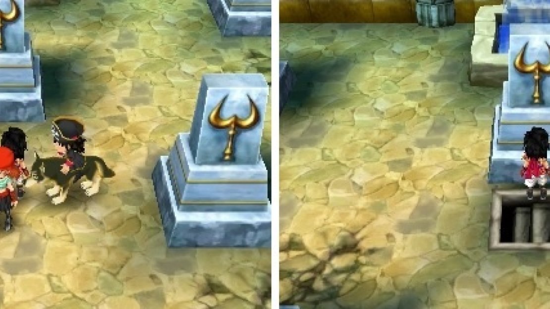 The central pillar at the start of the dungeon, when moved, will reveal some stairs.