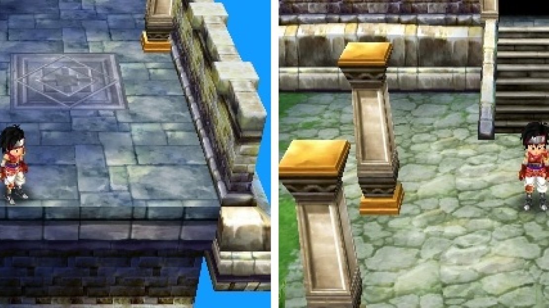 If you happen to fall off the tower (left), then you’ll end up back at the main entrance (right).