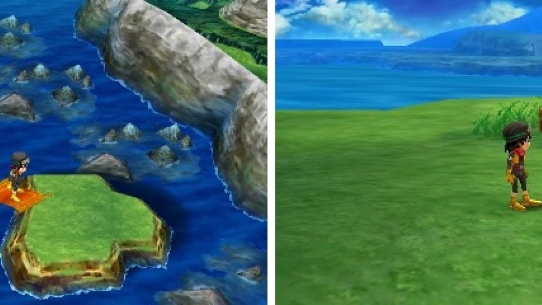 The one small island near Wetlock (left) will have a treasure chest on it (right).