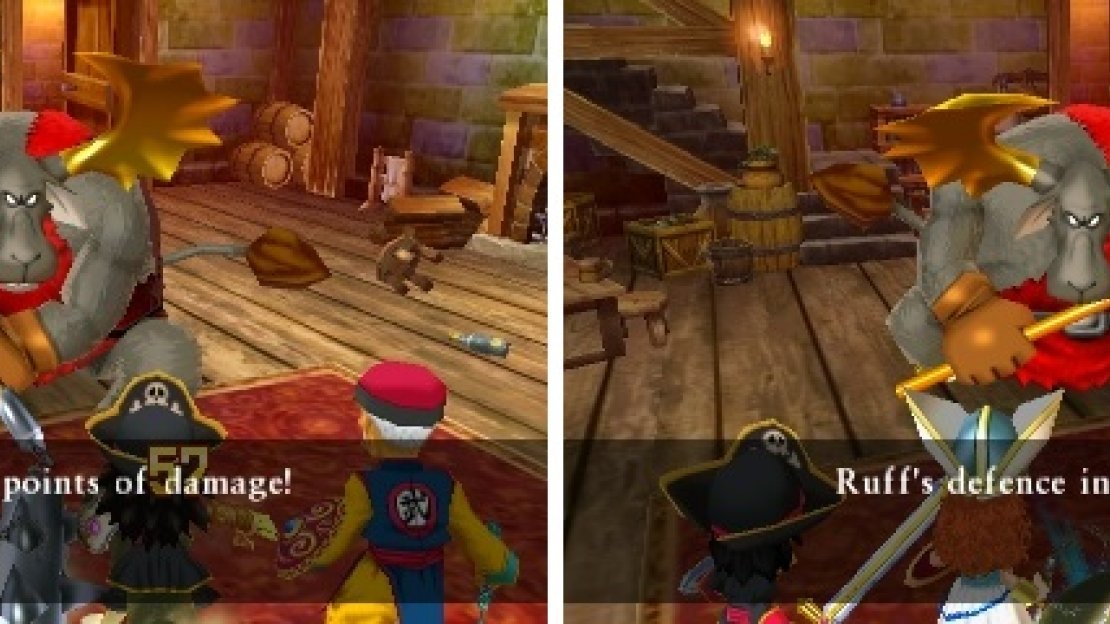 Moostapha’s attacks are all physical (left), so make sure you use Buff/Kabuff to boost your defenses (right).