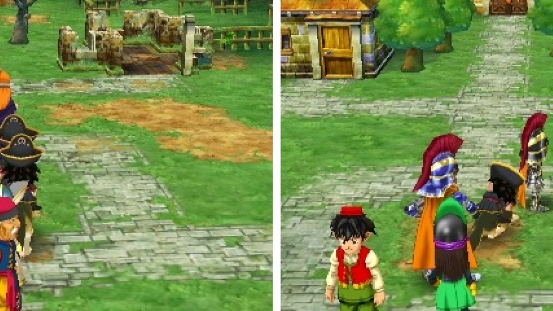 Depending on what you do with Wiggles, Nottagen in the present will either be in ruins (left) and be normal (right).