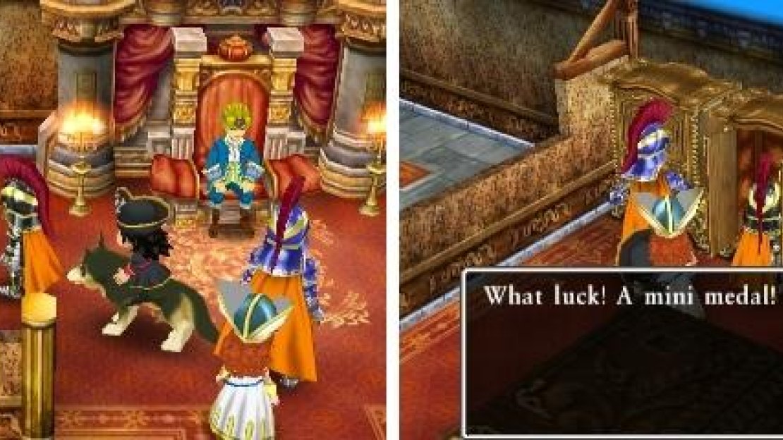 Don’t forget to go downstairs in the throne room (left) and grab the Mini Medal in the cupboard (right), as you can’t come back here anymore.