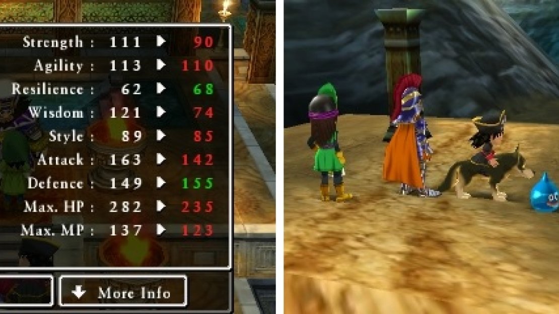 With the heart in a character’s inventory, you will be able to change into that vocation at Alltrades (left). You take the appearance of the monster in the field and in battle (right).