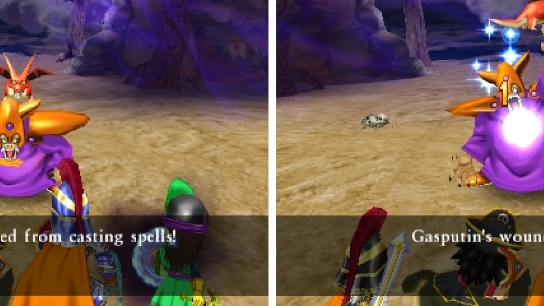Not only can Gasputin prevent you from casting spells (left), he can also heal himself (right).