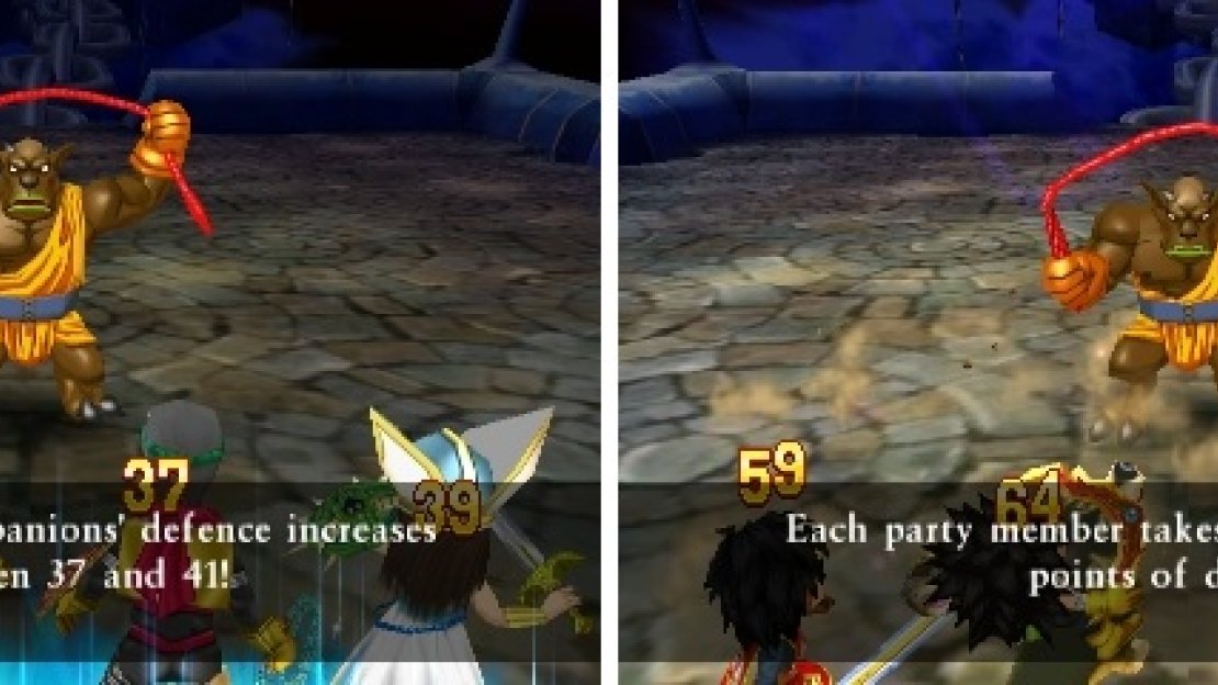 Increasing your defense (left) doesn’t do much to mitigate Togrus’ attacks (right).
