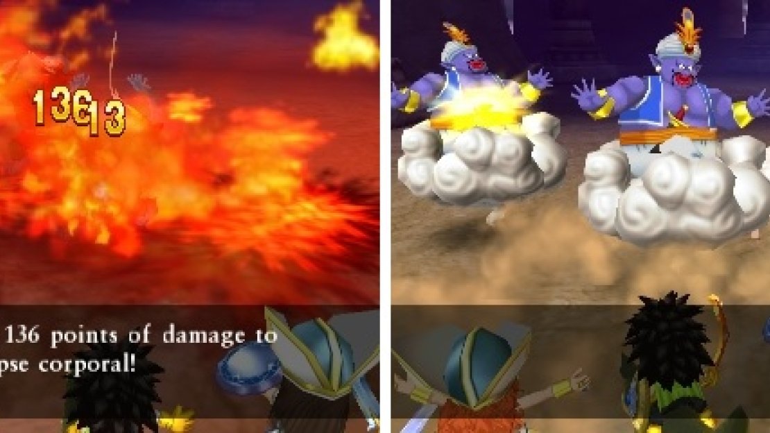 Use attacks that hit all enemies, such as Scorch (left) and Lambpede (right).