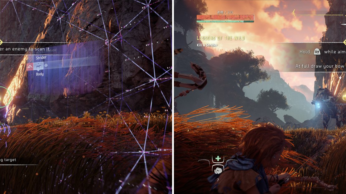 Scanning new enemies (left) is almost essential on harder difficulties. Get used to this and practice timing your shots (right) now.