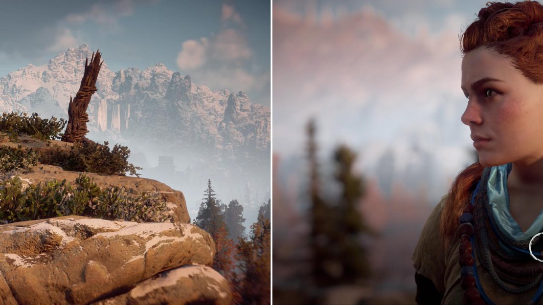 Track Brom down to a ledge, where the clearly disturbed man is fighting inner demons (left) then, when reuinited with Olara, help decide on a course of action (right).