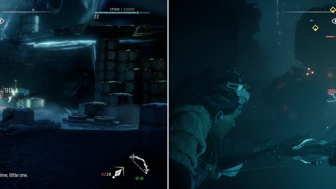 Pick off the numerous Watchers prowling around (left) then focus on the isolated Shell-Walker (right).