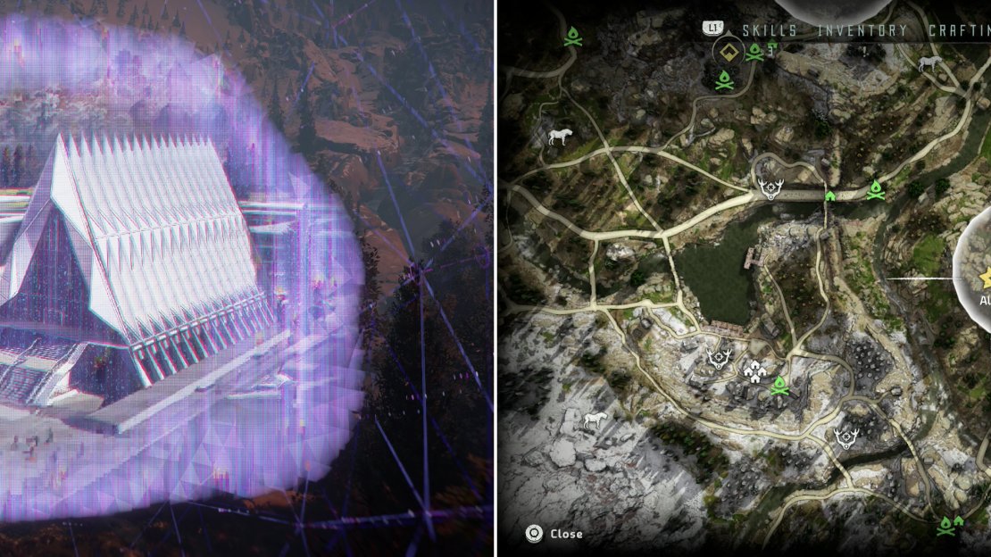 Scan and log the Vantage - Air Combat Academy (left) at the location indicated on the map (right).