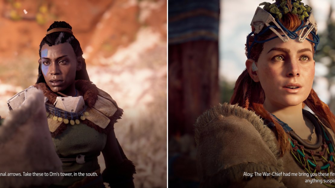 Sona will ask you to perform various menial tasks (left) including delivering some arrows to a young border sentinel (right).