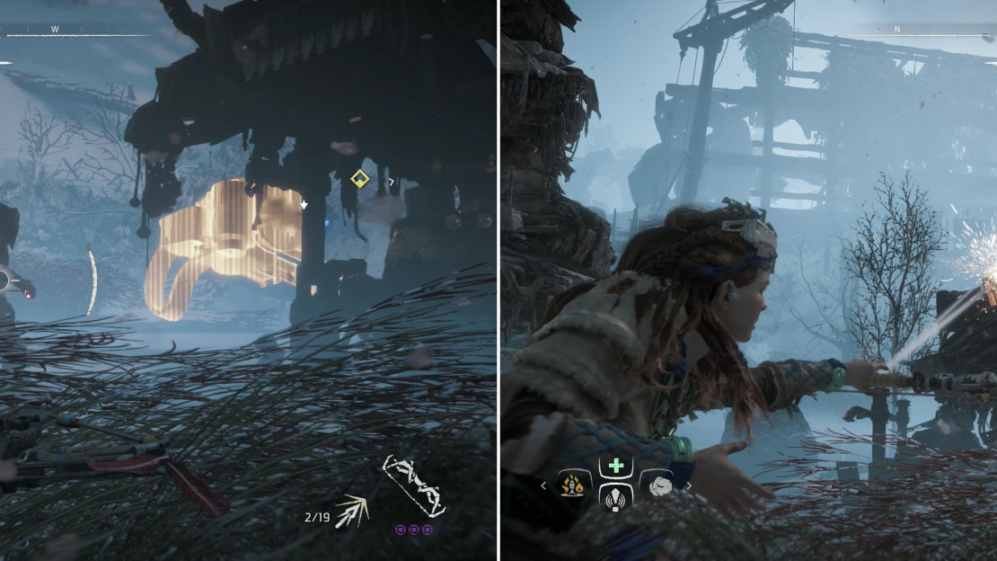 You’d be wise to pick off the mobile Cultists near the Deathbringer (left), which itself is immobile and can be easily dismantled with hit-and-hide attacks (right).