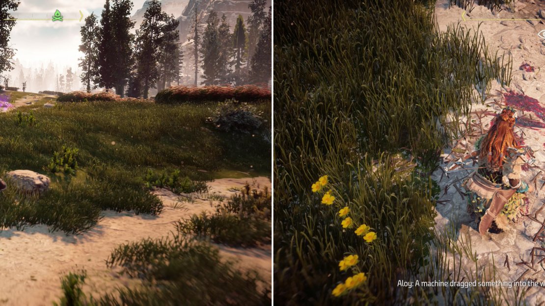 Follow various trails (left) to find signs of bloody struggle on a lake shore (right).