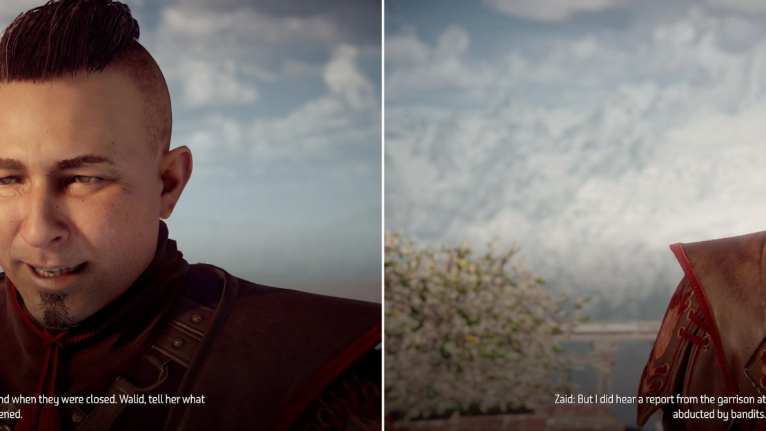 Captain Balahn just so happens to have a task for you (left) while Zaid will tell you that Nakoa might be able to be found deep in Carja territory (right).