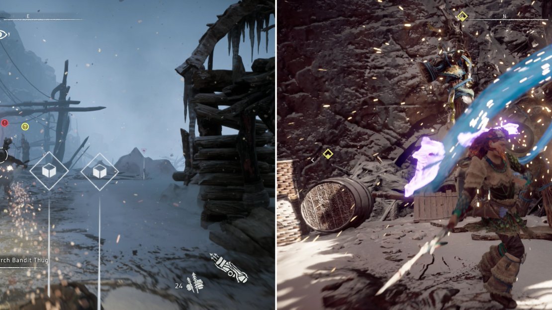 Once the alarm is disabled, you need only eradicate the few remaining Bandits (left). After the camp is liberated, smash the final Training Dummy to earn your trophy (right).