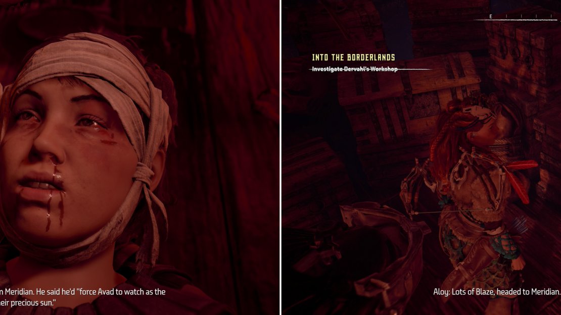 Ersa will pass on a dire warning to Erend (left) which you can confirm by searching Dervahl’s lair (right).