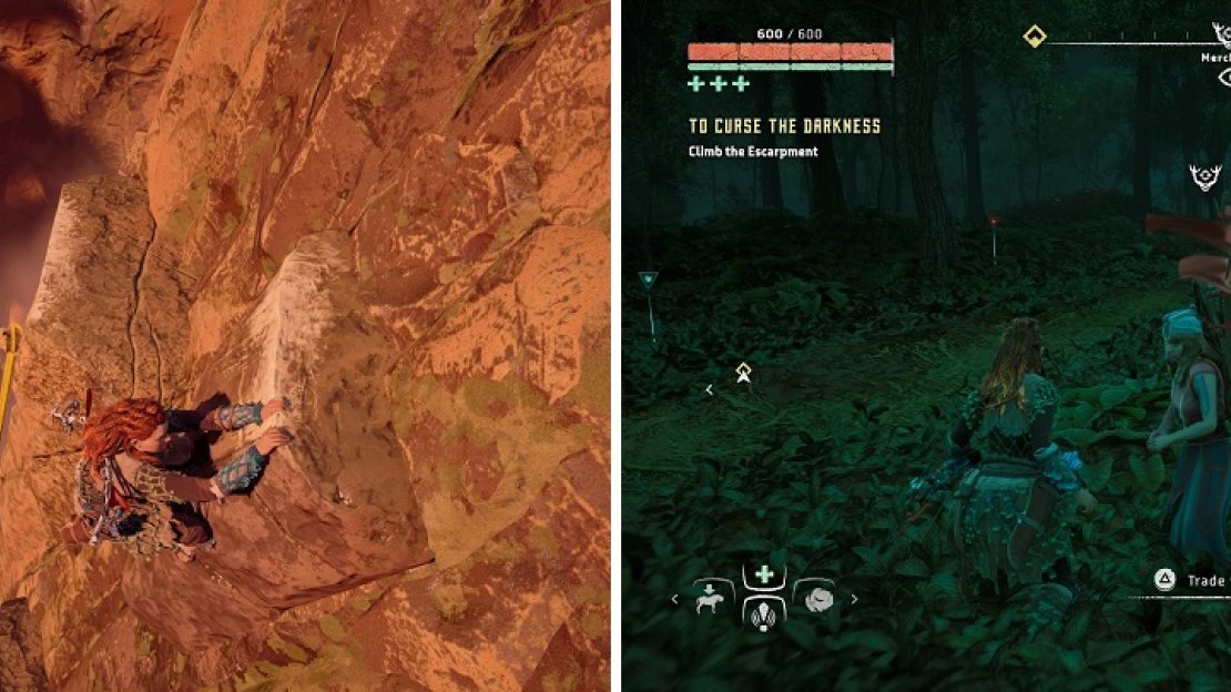 The climb to the top is a long one (left). There’s a merchant right outside of the Eclipse camp (right).