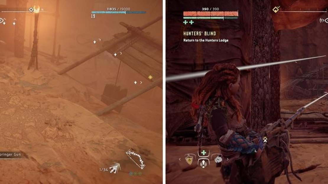 Use the Deathbringer Gun (left) to clear the rest of the area of cultists (right).