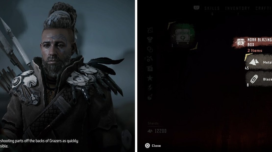 The keepers will tell you what you need to do for each trial (left). If you complete them in time, you receive a loot box (right).