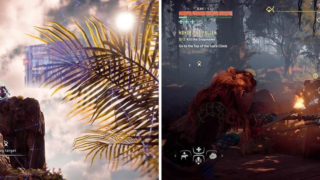 You’ll have to clear two areas of machines to help the mourners, pitting you against Glinthawks (left) and Snapmaws (right).