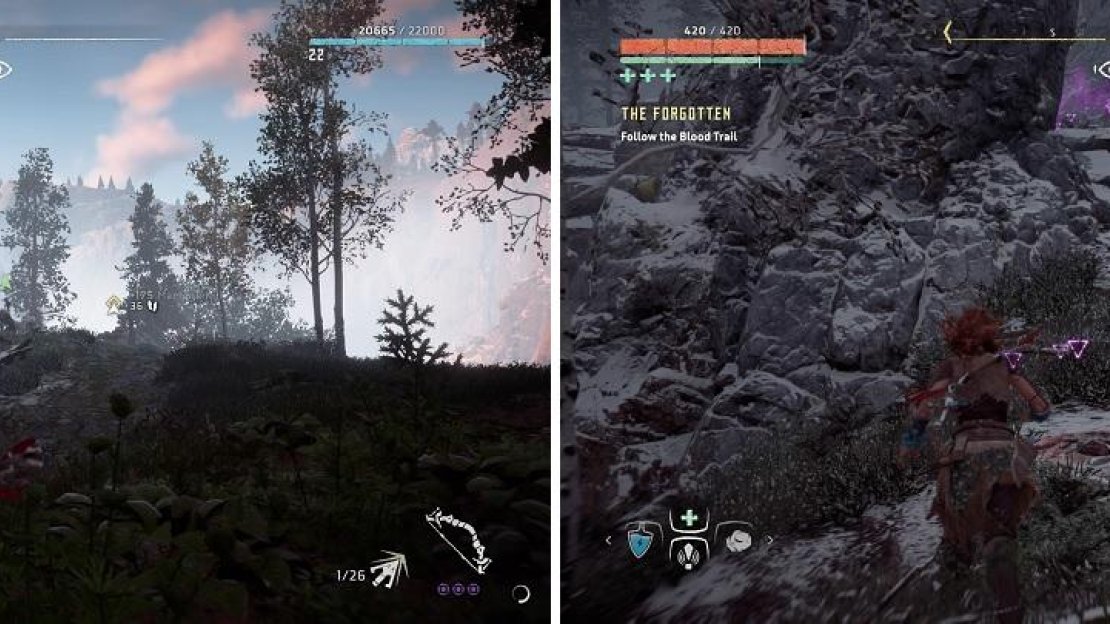 When you arrive at the camp, you will have to kill a few Watchers (left). You will be tracking a long trail in this quest (right).
