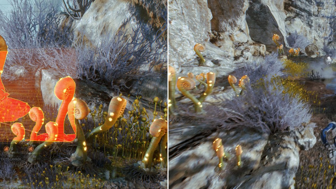While it may not be a golden world anymore, there’s still plenty of life to scan (left). Sprint to get through a field of lightning (right).