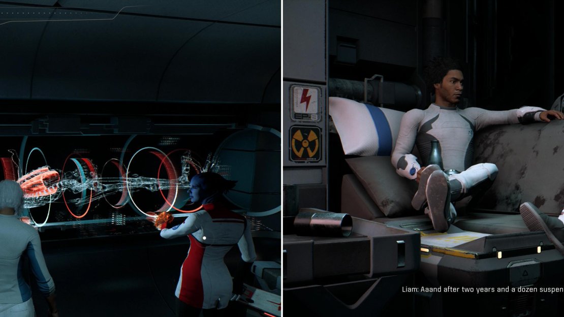 In the Med Bay you’ll find a Respec Station (left) which will let you reassign your skill points for an ever-increasing fee. You can also take the time to simply chat up your crew.