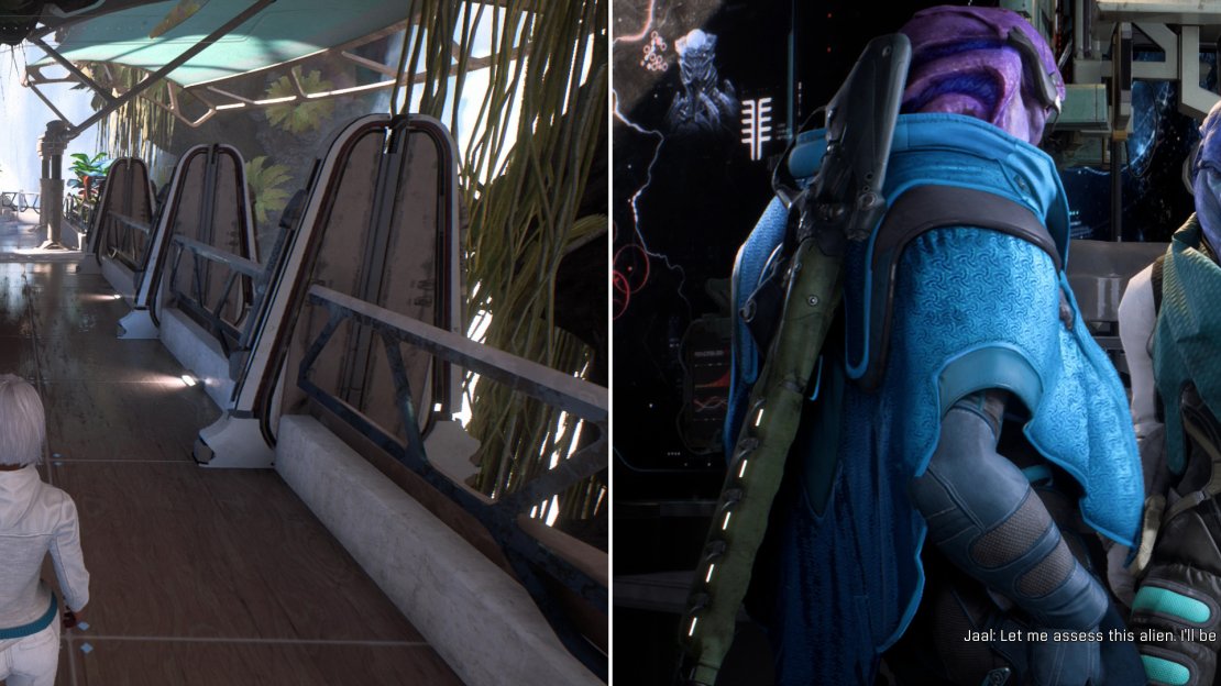 Follow Paraan Shie through Aya (left) after which you’ll meet with the resistance leader, Evfra (right).