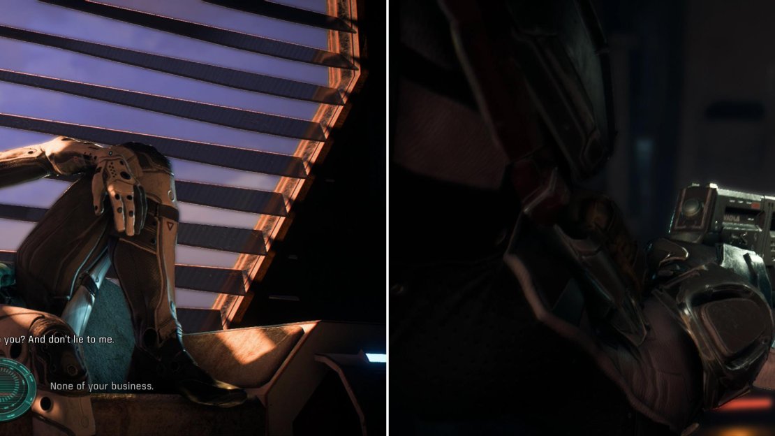 The choice between honesty and evasion will determine how your initial conversation with Sloane Kelly goes (left). Be evasive and the situation will deteriorate, but an interrupt prompt will at least allow you to save face (right).