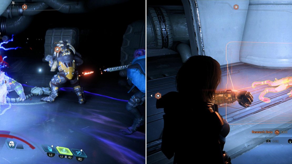 Kill the Wraith in the maintenance tunnels (left) then examine the Salarian it preyed upon (right).