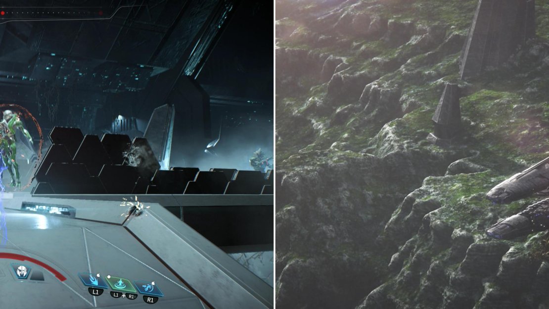 Draw the Ascendant out into a vulnerable position (left), then strike. The fall of the Hyperion raises the stakes even further (right).