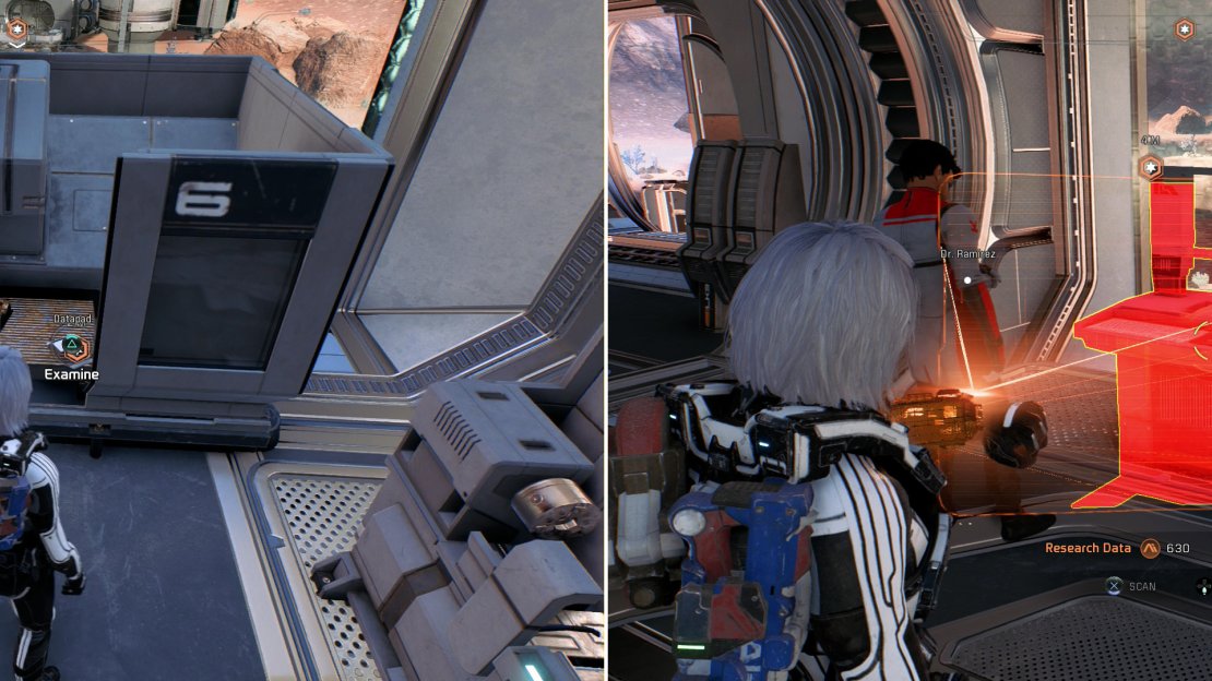 Find a duty roster (left) and some medical logs (right) around Prodromos to learn where the Remnant-bothering colonists are.