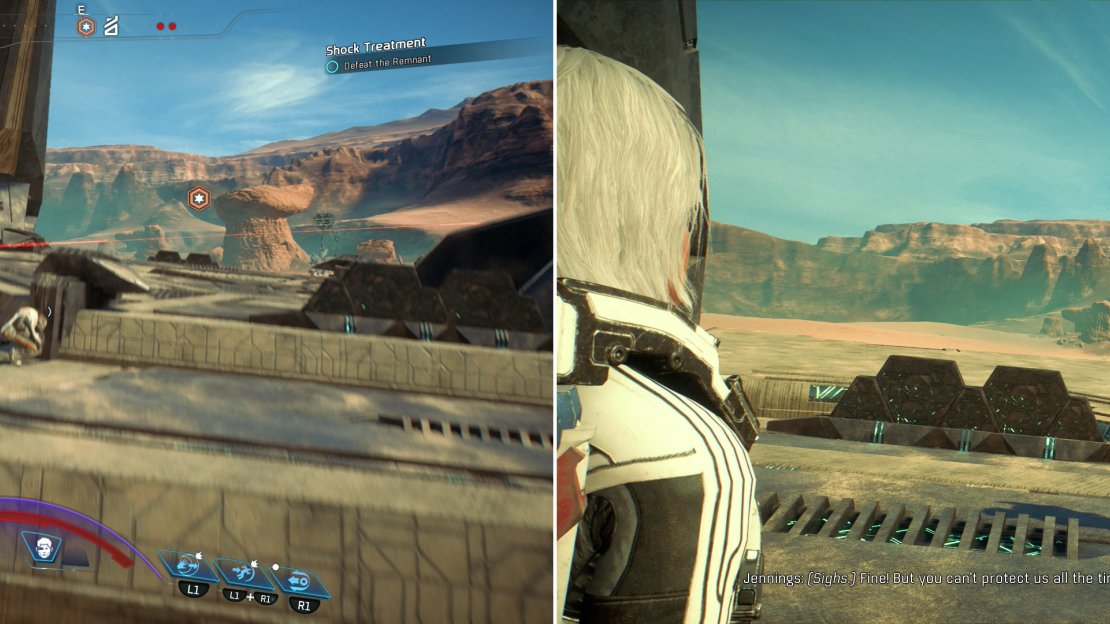 Reach the Remnant ruins before the timer runs out to find the colonists under attack by Remnant (left). Defeat the Remnant at the colonists will grudgingly decide to leave the Remnant to the professionals.