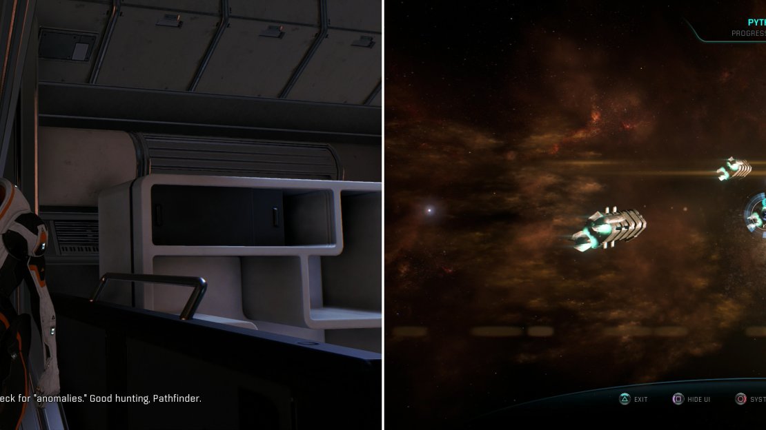 Chat with the revived Darket in Prodromos (left) then intercept some Kett supplies to score some valuable salvage (right).