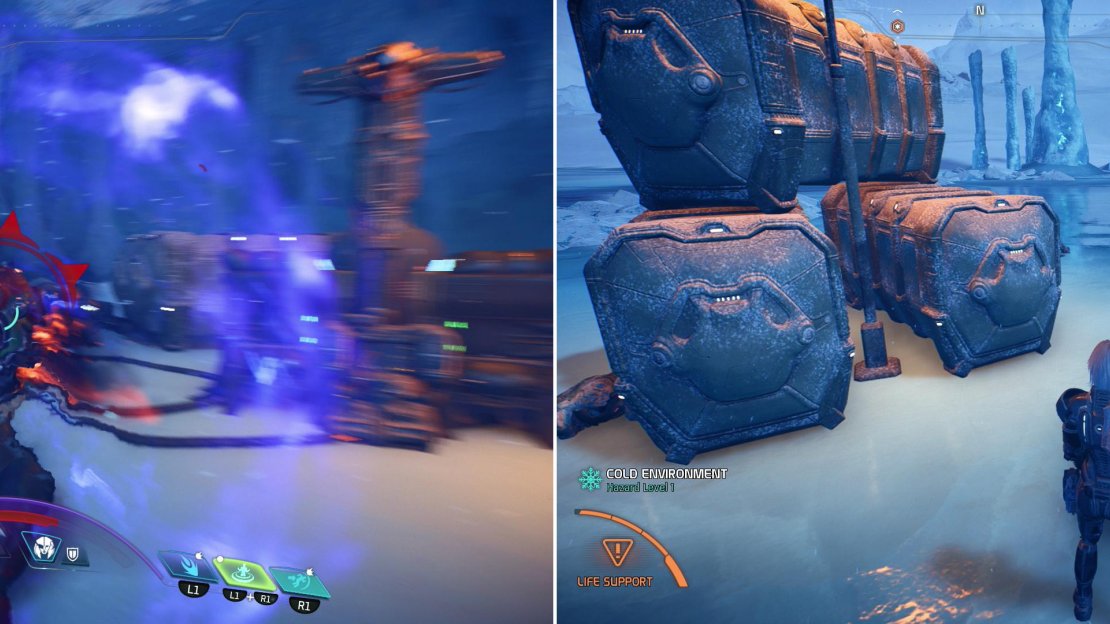 Clear out unmarked Kett camps (left) and search for randomly-spawning consoles (right) to start and advance this quest.