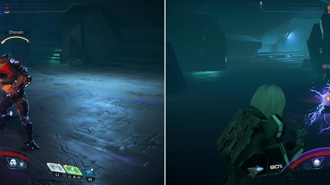 Kill any Kett you find in the Remnant ruins (left) and destroy their Output Devices (right).