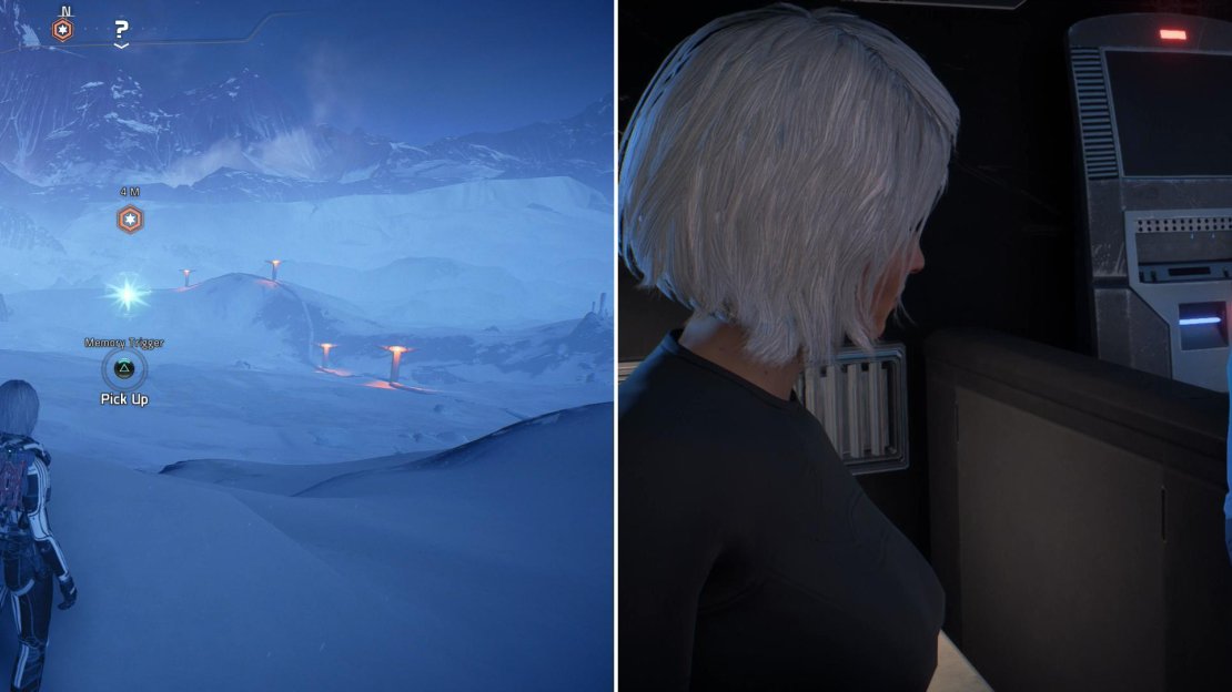 Locate Memory Triggers across Voeld (left) then return to the Nexus to view another unlocked memory (right).