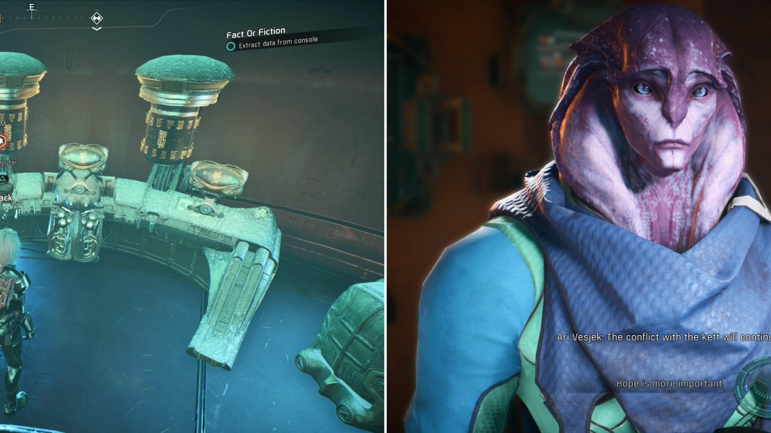 Extract data from the console (left) then return with the information Ari Vesjek request and help him determine how to handle the unwelcome truths they reveal (right).