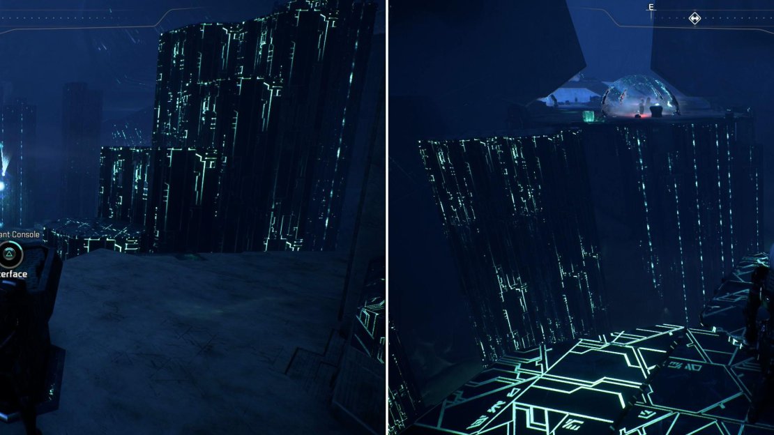Activate a series of Remnant Consoles to raise a distant platform (left) upon which you’ll find a Remnant Data Core (right).