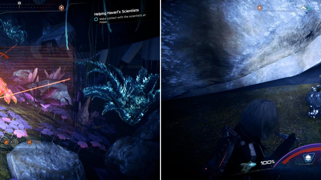 On Havarl you’ll find plentiful new lifeforms to scan (left) as well as abundant Platinum deposits (right).